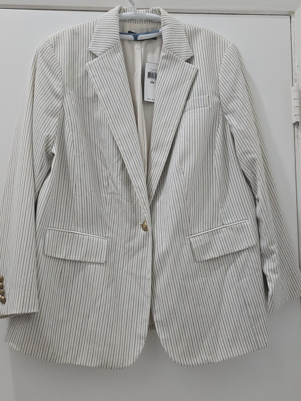LAUREN Ralph Lauren Blazer WINTER CREAM PINSTRIPE BLAZER 16W NWT